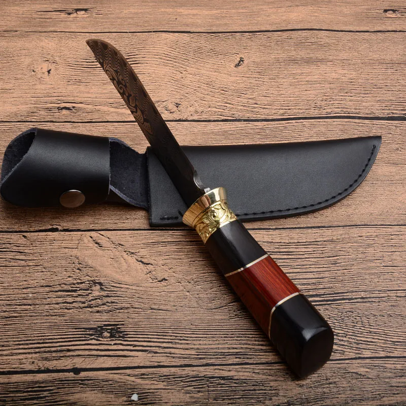 Bowie Straight Hunting Tool Steel 440C Wood Handle